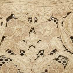 Valentino Beige Canvas and Raffia Medium Resort Flower Tote