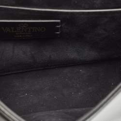 Pre Owned Valentino Black Leather VLogo Flap Crossbody Bag