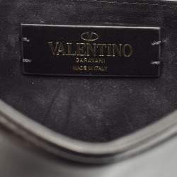 Pre Owned Valentino Black Leather VLogo Flap Crossbody Bag