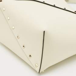 Valentino Off White Leather Small Rockstud Wipsy Bucket Bag