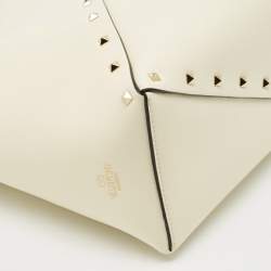 Valentino Off White Leather Small Rockstud Wipsy Bucket Bag