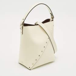 Valentino Off White Leather Small Rockstud Wipsy Bucket Bag
