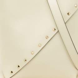 Valentino Off White Leather Small Rockstud Wipsy Bucket Bag