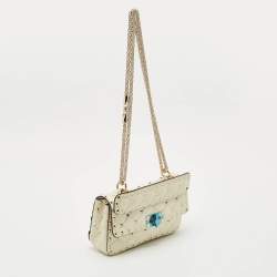 مملوكة مسبقًا Valentino Ivory Leather Small Rockstud Spike Top Handle Bag