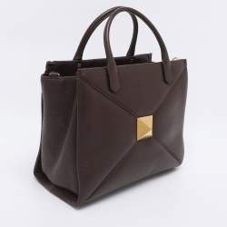 Pre Owned Valentino Brown Leather Medium One Stud Tote