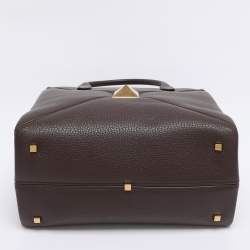 Pre Owned Valentino Brown Leather Medium One Stud Tote