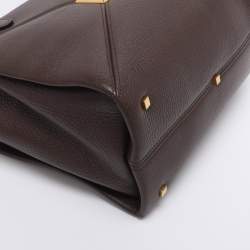 Pre Owned Valentino Brown Leather Medium One Stud Tote