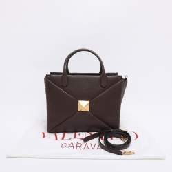 Pre Owned Valentino Brown Leather Medium One Stud Tote