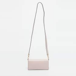 Pre Owned Valentino Pink Leather VLogo The Bold Edition Wallet on Strap