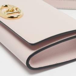 Pre Owned Valentino Pink Leather VLogo The Bold Edition Wallet on Strap