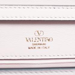 Pre Owned Valentino Pink Leather VLogo The Bold Edition Wallet on Strap