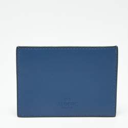 Pre Owned Valentino Blue Leather Rockstud Card Holder