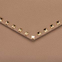 Pre Owned Valentino Dusty Pink Leather Rockstud Envelope Pouch