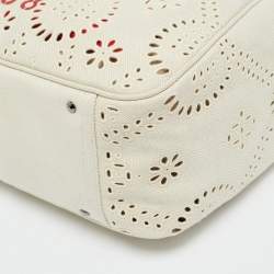 Pre Owned Valentino 08 San Gallo Edition Atelier Medium Natural/Red Canvas Tote