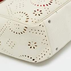 Pre Owned Valentino 08 San Gallo Edition Atelier Medium Natural/Red Canvas Tote