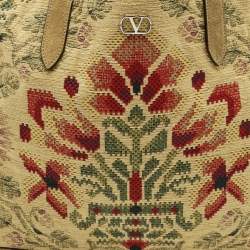 مملوكة مسبقًا حقيبة يد فالنتينو نلكوت قماش وزخرفة زينة الزيتون الأخضر والأمواس الجلدية