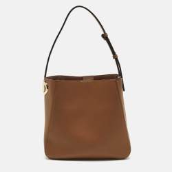Pre Owned Valentino VLogo Brown Leather Bucket Bag