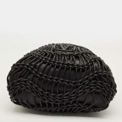 Pre Owned حقيبة يد فالنتينو ألكنوتس في لوجو منسوجة جلد أسود