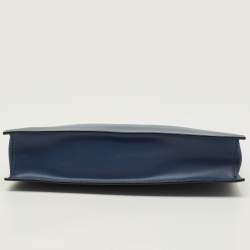 مملوكة مسبقًا Valentino VLTN Navy Blue Leather Wristlet Zip Pouch