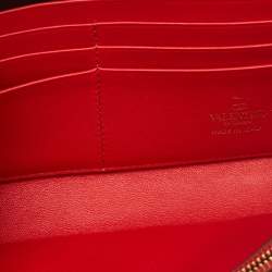 Pre Owned Valentino Rockstud Alcove Black Leather Wallet On Chain