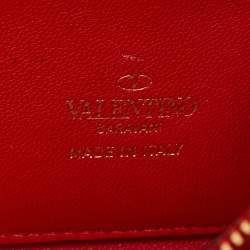 Pre Owned Valentino Rockstud Alcove Black Leather Wallet On Chain