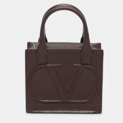 مملوكة مسبقًا Valentino VLogo Mini Burgundy Leather Tote