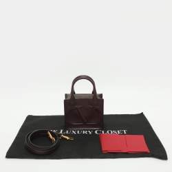 Pre Owned Valentino VLogo Mini Burgundy Leather Tote
