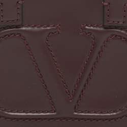 Pre Owned Valentino VLogo Mini Burgundy Leather Tote