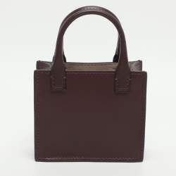 Pre Owned Valentino VLogo Mini Burgundy Leather Tote