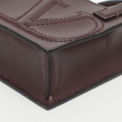 Pre Owned Valentino VLogo Mini Burgundy Leather Tote