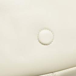 Pre Owned Valentino Stud Sign Ivory Leather Flap Shoulder Bag