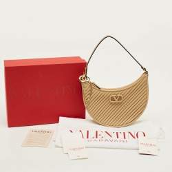 مملوكة مسبقًا Valentino VLogo Mini Beige Diagonal Quilted Leather Hobo