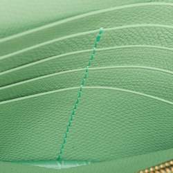 Pre Owned Valentino VLogo Green Leather Wallet On Chain