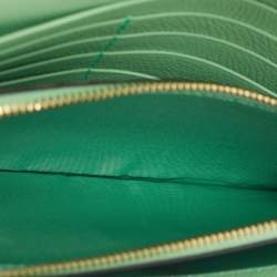 Pre Owned Valentino VLogo Green Leather Wallet On Chain