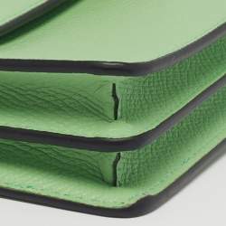 Pre Owned Valentino VLogo Green Leather Wallet On Chain