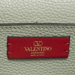 Pre Owned Valentino Rockstud Light Green Leather Wallet On Chain