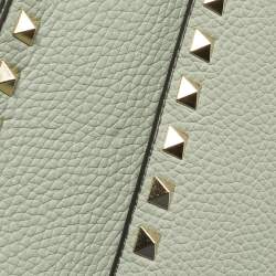 Pre Owned Valentino Rockstud Light Green Leather Wallet On Chain