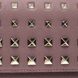 Pre Owned Valentino Beige Leather Rockstud Degrade Coin Purse