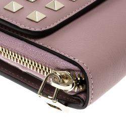 Pre Owned Valentino Beige Leather Rockstud Degrade Coin Purse