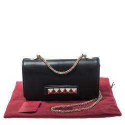 Pre Owned حقيبة كتف فالنتينو فافافوم متوسطة جلد سوداء