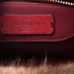 Pre Owned Valentino Multicolor Mink Fur and Leather Chain Shoulder Bag