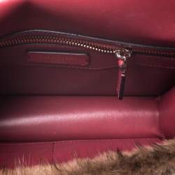 Pre Owned Valentino Multicolor Mink Fur and Leather Chain Shoulder Bag