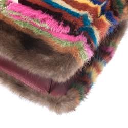 Pre Owned Valentino Multicolor Mink Fur and Leather Chain Shoulder Bag