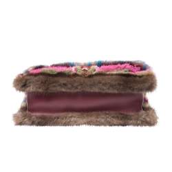 Pre Owned Valentino Multicolor Mink Fur and Leather Chain Shoulder Bag