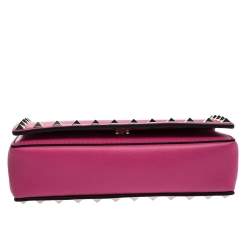 Pre Owned Valentino Pink Leather Mini Rockstud Crossbody Bag