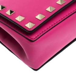 Pre Owned Valentino Pink Leather Mini Rockstud Crossbody Bag