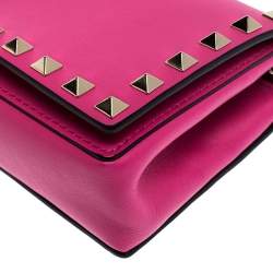 Pre Owned Valentino Pink Leather Mini Rockstud Crossbody Bag