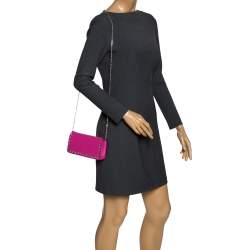 Pre Owned Valentino Pink Leather Mini Rockstud Crossbody Bag