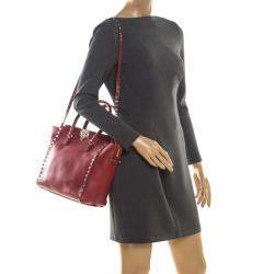 Pre Owned Valentino Rosso V. Leather Rockstud Tote