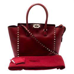 Pre Owned Valentino Rosso V. Leather Rockstud Tote